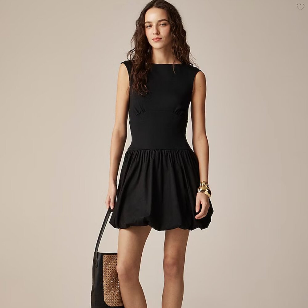 JCREW Black Bubble Hem Mixy Dress Size L Cotton Fabric